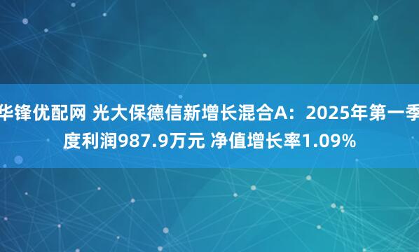 华锋优配网 光大保德信新增长混合A：2025年第一季度利润987.9万元 净值增长率1.09%